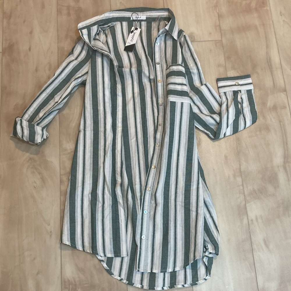 Long stripped button down